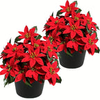 2pcs of 24 Flowers - Holiday Artificial Plants Norfolk Faux Flowers - Lifelike Pine Tree Wreath, Beautiful Poinsettia, Suitable for Outdoor Use - Christmas Wreath, Vase Fillers, Home Decor - Durable Plastic, Easy Assembly House Of Avana