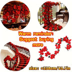 Large Artificial Outdoor Poinsettia Wreath with Realistic Red Flowers and Green Leaves - Durable Plastic Christmas Wreath Vine, Suitable for Indoor/Staircase, Mantel, Wall - Year-Round Holiday Decor, No Maintenance Required, House Of Avana