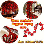 Large Artificial Outdoor Poinsettia Wreath with Realistic Red Flowers and Green Leaves - Durable Plastic Christmas Wreath Vine, Suitable for Indoor/Staircase, Mantel, Wall - Year-Round Holiday Decor, No Maintenance Required, House Of Avana [[SKU:HOA-FLR-048]]