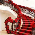 Large Artificial Outdoor Poinsettia Wreath with Realistic Red Flowers and Green Leaves - Durable Plastic Christmas Wreath Vine, Suitable for Indoor/Staircase, Mantel, Wall - Year-Round Holiday Decor, No Maintenance Required, House Of Avana