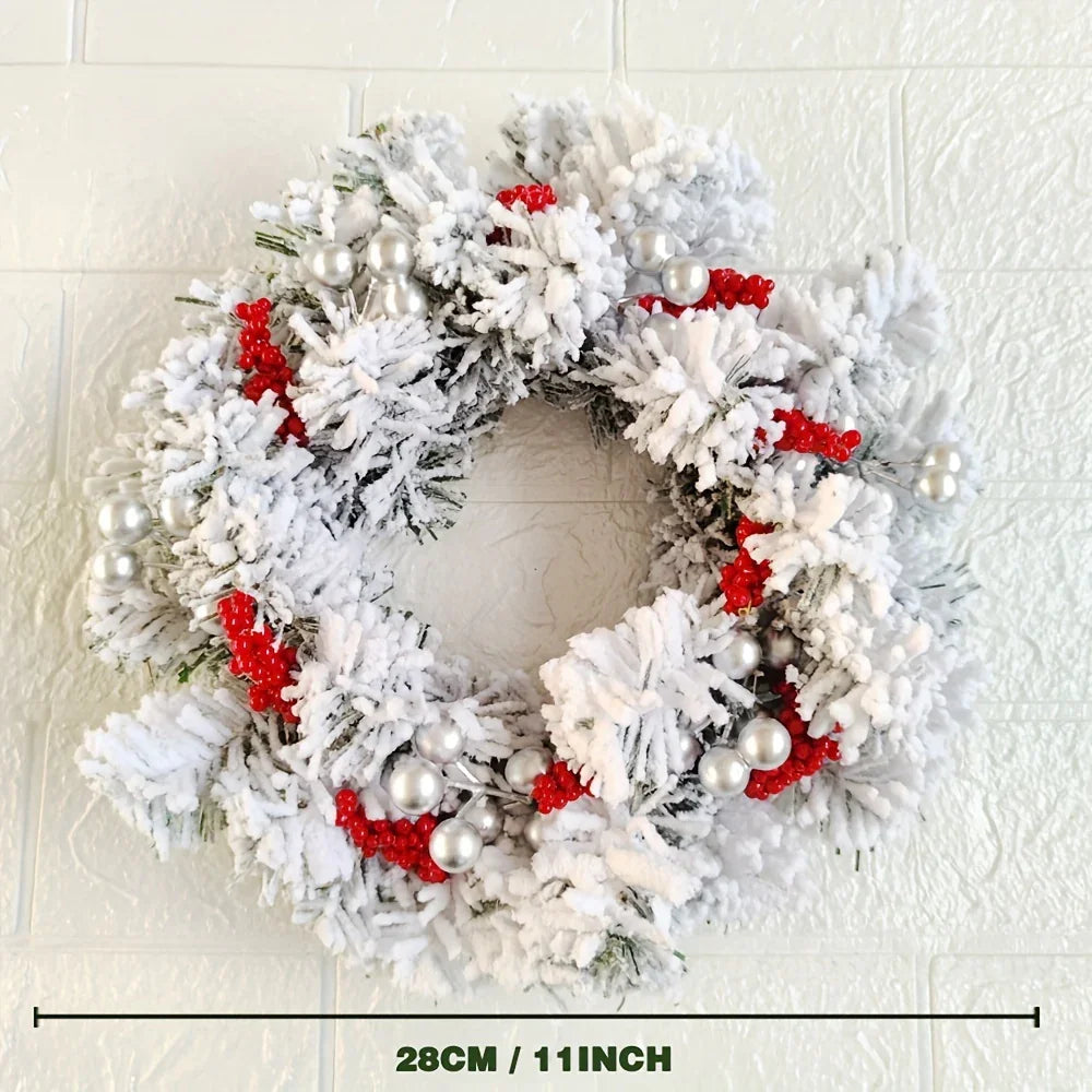 Plastic Christmas Wreath Candle Holder with Holly and Berries, close-up view - House Of Avana