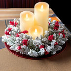 Plastic Christmas Wreath Candle Holder with Holly and Berries, back view - House Of Avana [[SKU:HOA-FLR-033]]
