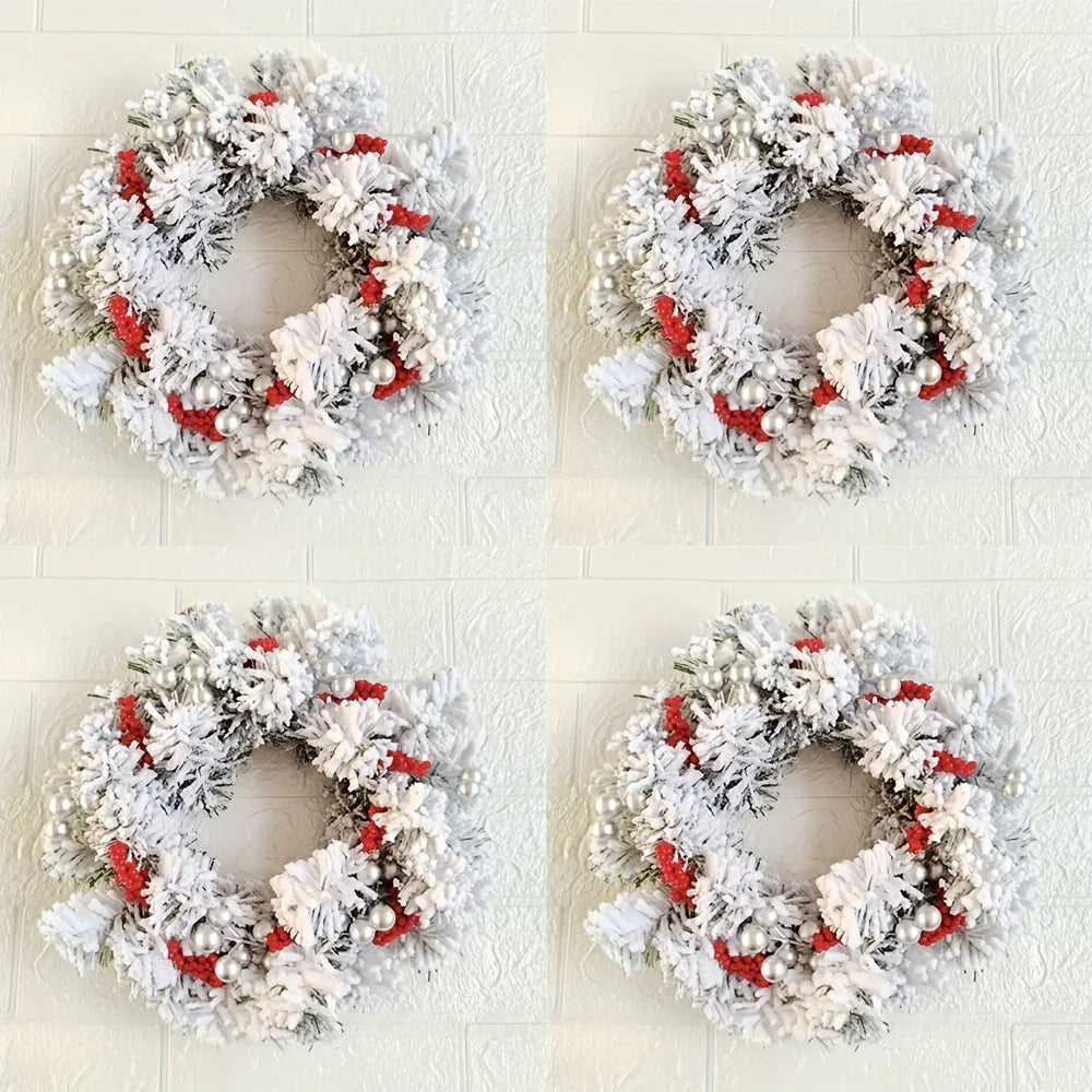 Plastic Christmas Wreath Candle Holder with Holly and Berries, angled view - House Of Avana