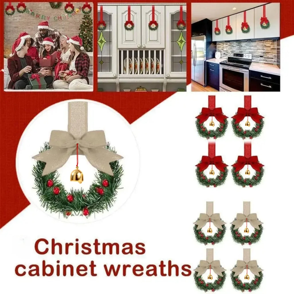 12pcs Christmas Bow Wreath with Bells - Red Berry & Green Foliage Wreath with Red Ribbon Bow, No Electricity Needed, Durable Plastic Christmas Wreath for Indoor/Outdoor, Window & Door Decor, Holiday Home Decoration, Seasonal House Of Avana