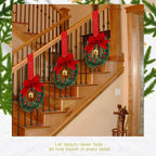 12pcs Christmas Bow Wreath with Bells - Red Berry & Green Foliage Wreath with Red Ribbon Bow, No Electricity Needed, Durable Plastic Christmas Wreath for Indoor/Outdoor, Window & Door Decor, Holiday Home Decoration, Seasonal House Of Avana