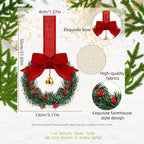 12pcs Christmas Bow Wreath with Bells - Red Berry & Green Foliage Wreath with Red Ribbon Bow, No Electricity Needed, Durable Plastic Christmas Wreath for Indoor/Outdoor, Window & Door Decor, Holiday Home Decoration, Seasonal House Of Avana