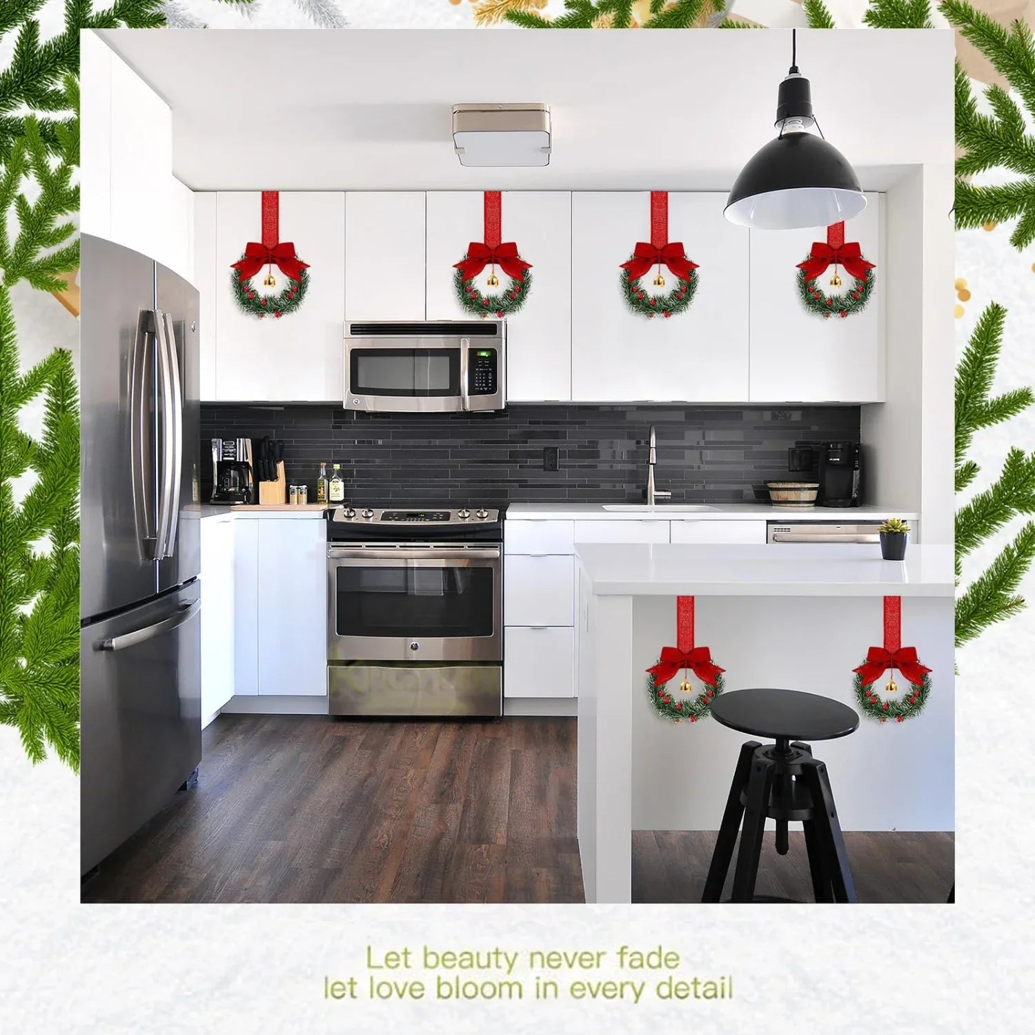 12pcs Christmas Bow Wreath with Bells - Red Berry & Green Foliage Wreath with Red Ribbon Bow, No Electricity Needed, Durable Plastic Christmas Wreath for Indoor/Outdoor, Window & Door Decor, Holiday Home Decoration, Seasonal House Of Avana