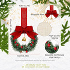 12pcs Christmas Bow Wreath with Bells - Red Berry & Green Foliage Wreath with Red Ribbon Bow, No Electricity Needed, Durable Plastic Christmas Wreath for Indoor/Outdoor, Window & Door Decor, Holiday Home Decoration, Seasonal House Of Avana
