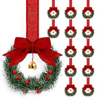 12pcs Christmas Bow Wreath with Bells - Red Berry & Green Foliage Wreath with Red Ribbon Bow, No Electricity Needed, Durable Plastic Christmas Wreath for Indoor/Outdoor, Window & Door Decor, Holiday Home Decoration, Seasonal House Of Avana