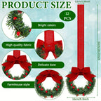 12pcs Mini Christmas Wreaths with Red Bow & Berries - Artificial Cedar-Like Greenery Garland with White Ribbon Hangers, Pre-Made Small Xmas Door/Cabinet/Chair Decorations, Plastic Mini Wreath Ornaments for Holiday Décor (No House Of Avana
