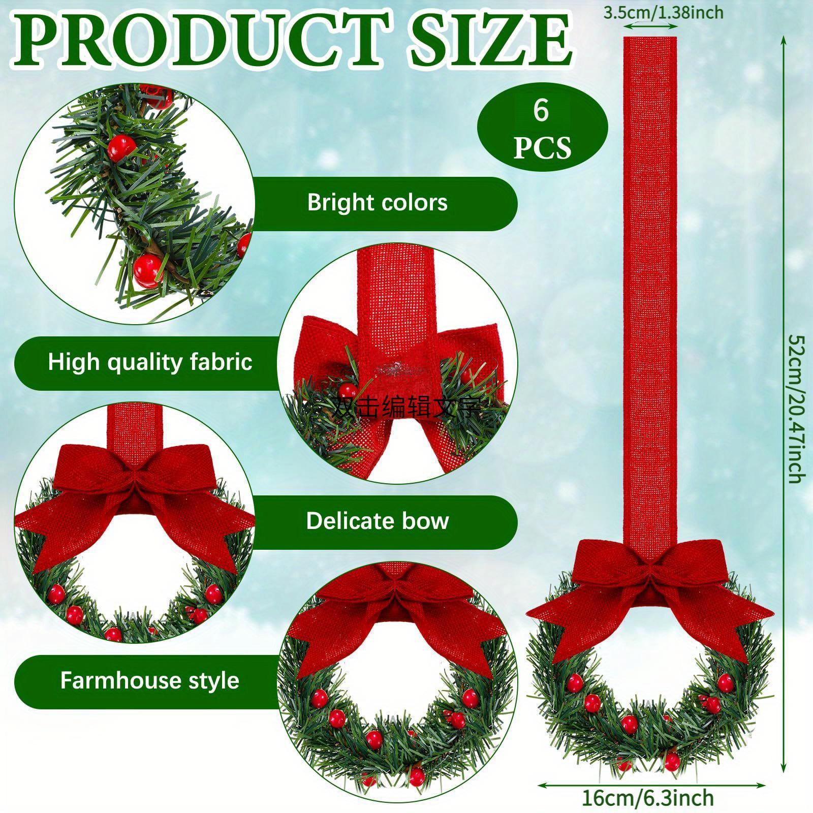 12pcs Mini Christmas Wreaths with Red Bow & Berries - Artificial Cedar-Like Greenery Garland with White Ribbon Hangers, Pre-Made Small Xmas Door/Cabinet/Chair Decorations, Plastic Mini Wreath Ornaments for Holiday Décor (No House Of Avana