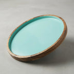 House of Avana Blue Round Mango Wood Platter