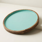 House of Avana Blue Round Mango Wood Platter