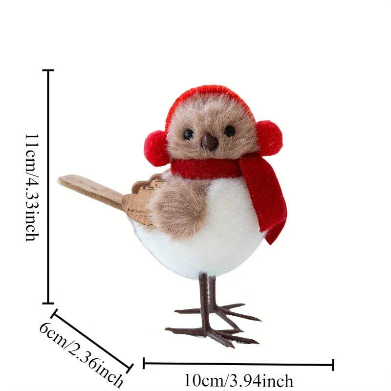 1pc Cute Plush Little Bird Decoration with Red Santa Hat & Fluffy White Plumage - Christmas Tree Ornament, Holiday Home Decor for Thanksgiving, New Year, Birthday Party, Creative Gift (No Batteries Needed), Outdoor Christmas House Of Avana