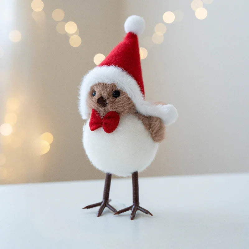 1pc Cute Plush Little Bird Decoration with Red Santa Hat & Fluffy White Plumage - Christmas Tree Ornament, Holiday Home Decor for Thanksgiving, New Year, Birthday Party, Creative Gift (No Batteries Needed), Outdoor Christmas House Of Avana