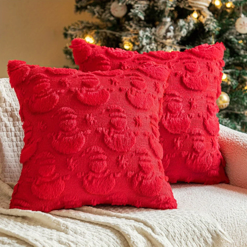 2pcs Large 45.72x45.72 cm Luxury Plush Christmas Pillow Covers - Green/Red/White/Golden Lace-Like Snowflake & Star Patterns, Soft Zippered Cushion Cases for Sofa Bed, Retro Holiday Decor (Golden/Green/White) - Hand Wash Only, House Of Avana