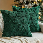 2pcs Large 45.72x45.72 cm Luxury Plush Christmas Pillow Covers - Green/Red/White/Golden Lace-Like Snowflake & Star Patterns, Soft Zippered Cushion Cases for Sofa Bed, Retro Holiday Decor (Golden/Green/White) - Hand Wash Only, House Of Avana