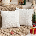 2pcs Large 45.72x45.72 cm Luxury Plush Christmas Pillow Covers - Green/Red/White/Golden Lace-Like Snowflake & Star Patterns, Soft Zippered Cushion Cases for Sofa Bed, Retro Holiday Decor (Golden/Green/White) - Hand Wash Only, House Of Avana