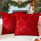 2pcs Large 45.72x45.72 cm Luxury Plush Christmas Pillow Covers - Green/Red/White/Golden Lace-Like Snowflake & Star Patterns, Soft Zippered Cushion Cases for Sofa Bed, Retro Holiday Decor (Golden/Green/White) - Hand Wash Only, House Of Avana