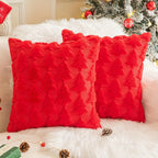 2pcs Large 45.72x45.72 cm Luxury Plush Christmas Pillow Covers - Green/Red/White/Golden Lace-Like Snowflake & Star Patterns, Soft Zippered Cushion Cases for Sofa Bed, Retro Holiday Decor (Golden/Green/White) - Hand Wash Only, House Of Avana