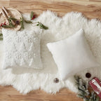 2pcs Large 45.72x45.72 cm Luxury Plush Christmas Pillow Covers - Green/Red/White/Golden Lace-Like Snowflake & Star Patterns, Soft Zippered Cushion Cases for Sofa Bed, Retro Holiday Decor (Golden/Green/White) - Hand Wash Only, House Of Avana