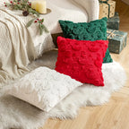 2pcs Large 45.72x45.72 cm Luxury Plush Christmas Pillow Covers - Green/Red/White/Golden Lace-Like Snowflake & Star Patterns, Soft Zippered Cushion Cases for Sofa Bed, Retro Holiday Decor (Golden/Green/White) - Hand Wash Only, House Of Avana