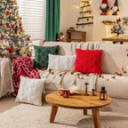 2pcs Large 45.72x45.72 cm Luxury Plush Christmas Pillow Covers - Green/Red/White/Golden Lace-Like Snowflake & Star Patterns, Soft Zippered Cushion Cases for Sofa Bed, Retro Holiday Decor (Golden/Green/White) - Hand Wash Only, House Of Avana