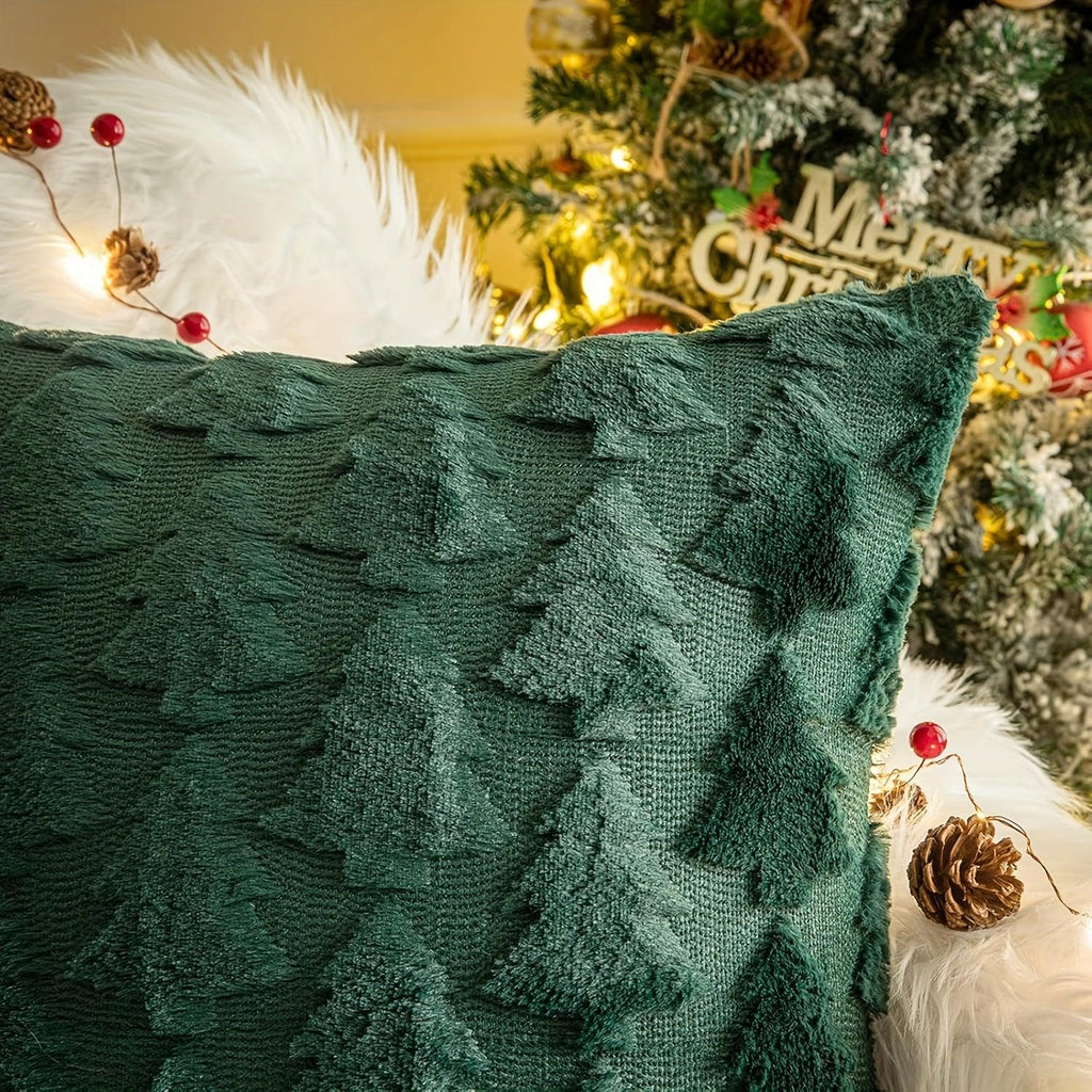 2pcs Large 45.72x45.72 cm Luxury Plush Christmas Pillow Covers - Green/Red/White/Golden Lace-Like Snowflake & Star Patterns, Soft Zippered Cushion Cases for Sofa Bed, Retro Holiday Decor (Golden/Green/White) - Hand Wash Only, House Of Avana
