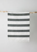 Plush Green Cotton Banded Hand-Loomed Mat Kanju Interiors
