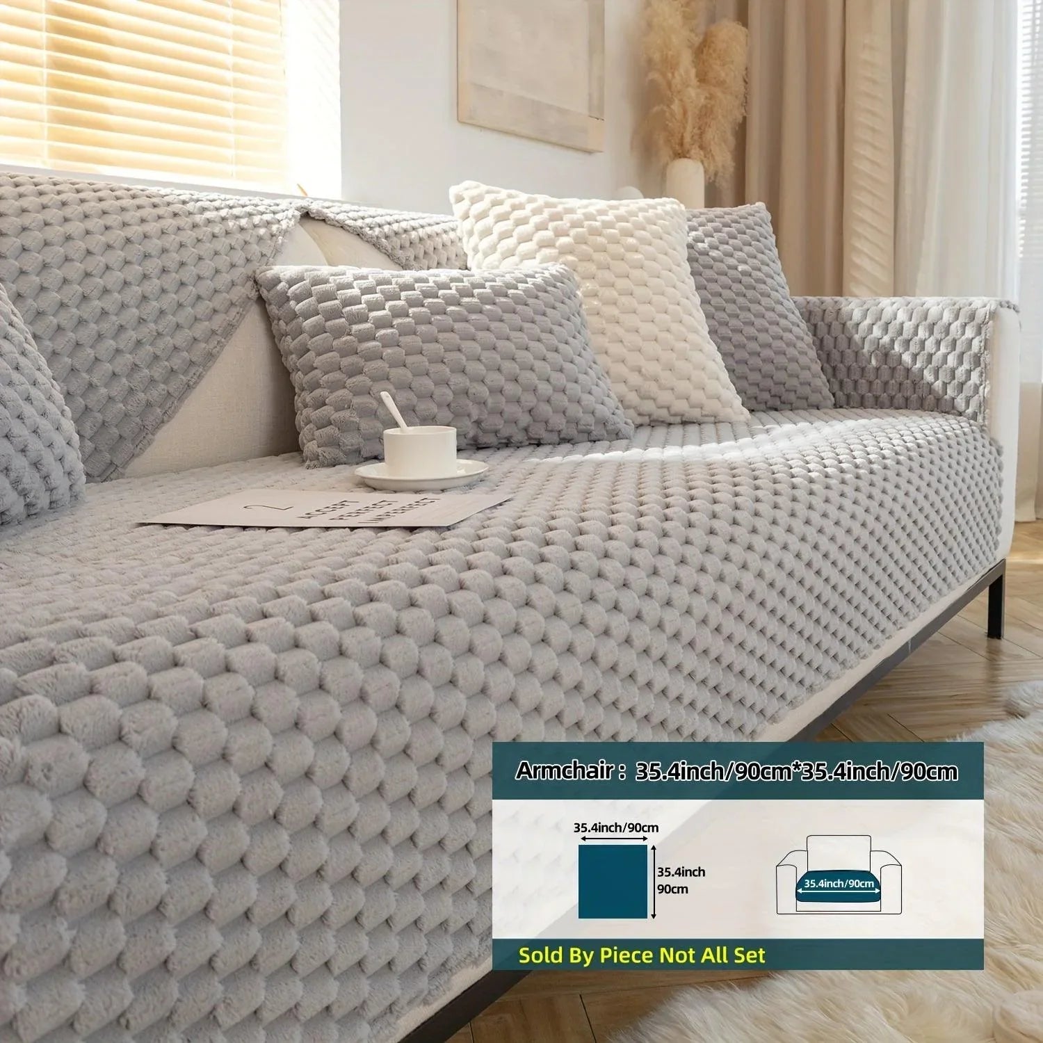 Plush Nordic Sofa Slipcover | non slip couch cover for dogs topspet