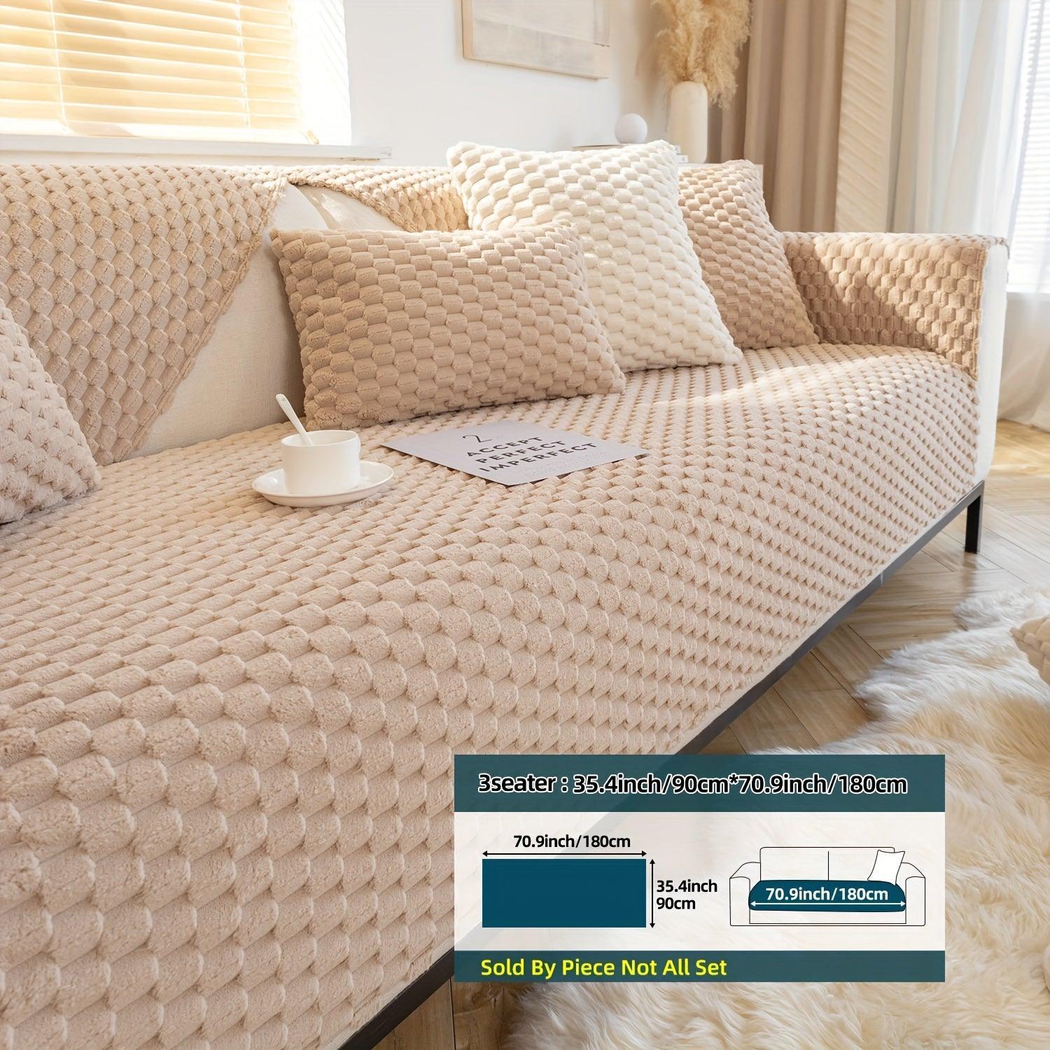 Plush Nordic Sofa Slipcover | non slip couch cover for dogs topspet