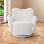 1pc 360° Swivel Plush Teddy Fabric Accent Chair, Sofas, Armchair, Swivel Chair- Heart-Shaped Back Rotating Lounge Chair with Removable Arms, Beige Reading Chair for Living Room Bedroom, Creamy White House Of Avana