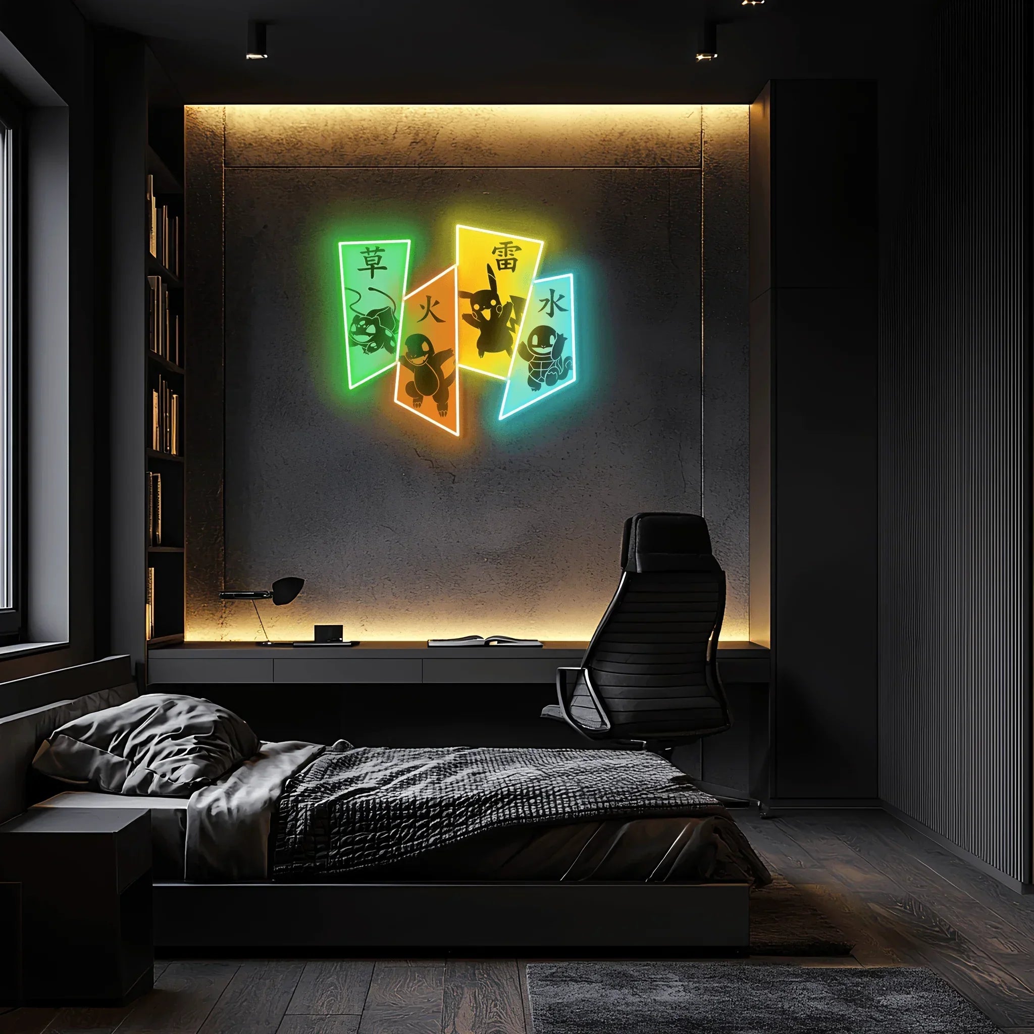 Pokemon Neon Sign, Uv Print Neon Art, Pika Uv Print Neon Sign, Neon Wall Art Peony Atelier