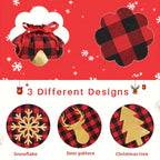 6pcs Christmas Gift Bags with Drawstring - Red & Checkered Deer & Snowflake Design, Medium Party Favor Bags with Golden Drawstring Closure, Reusable Polyester Blend For Xmas Presents, Santa Sacks, Festive Wrapping Sacks, Holi House Of Avana [[SKU:HOA-STO-037]]