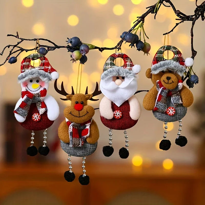 [Christmas Decor Set] Festive Christmas Decor Set - Santa, Snowman, Reindeer & Bear Ornaments for Tree and Home - Durable Polyester Hanging Decorations for Holiday Parties House Of Avana