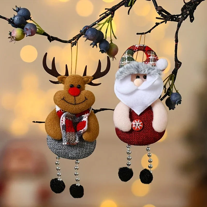 [Christmas Decor Set] Festive Christmas Decor Set - Santa, Snowman, Reindeer & Bear Ornaments for Tree and Home - Durable Polyester Hanging Decorations for Holiday Parties House Of Avana