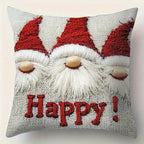 4pcs Christmas Pillow Covers, Faux Embroidery, 17.72x 17.72-Inch Polyester Fabric Modern Style Zipper Closure Machine Washable Holiday Santa Snowman Reindeer Gnome Apple Design for Home and Office Decor Couch Pad Cover House Of Avana