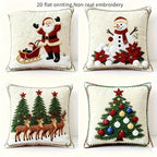 2D Flat - 4pcs Christmas Pillow Covers - Santa, Reindeer, Rabbit & Snowman Decorative Cases with Zipper Closure, Machine Washable /Polyester Fabric House Of Avana