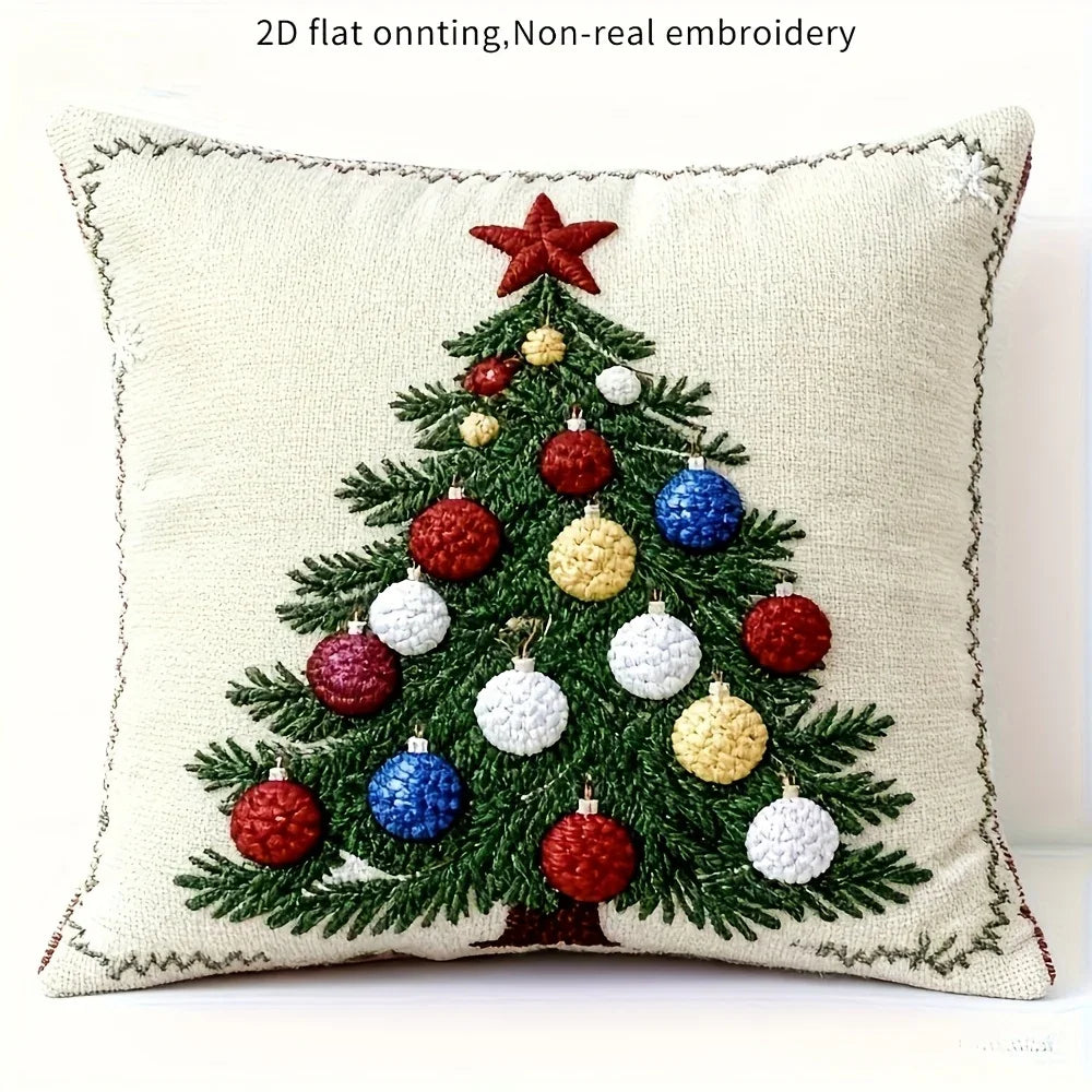 2D Flat - 4pcs Christmas Pillow Covers - Santa, Reindeer, Rabbit & Snowman Decorative Cases with Zipper Closure, Machine Washable /Polyester Fabric House Of Avana