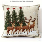 2D Flat - 4pcs Christmas Pillow Covers - Santa, Reindeer, Rabbit & Snowman Decorative Cases with Zipper Closure, Machine Washable /Polyester Fabric House Of Avana