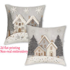[JIT]2pcs, 2D Flat Printed Christmas Throw Pillow Covers, 45.72cm*45.72cm, 40.64cm*40.64cm, 50.8cm*50.8cm, Non-real Embroidery Cabin Room Decor Cushion Covers, Zipper Closure Polyester Farmhouse Winter Pillowcase for Bedroom House Of Avana