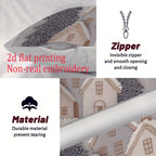 [JIT]2pcs, 2D Flat Printed Christmas Throw Pillow Covers, 45.72cm*45.72cm, 40.64cm*40.64cm, 50.8cm*50.8cm, Non-real Embroidery Cabin Room Decor Cushion Covers, Zipper Closure Polyester Farmhouse Winter Pillowcase for Bedroom House Of Avana