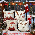 4pcs Christmas Reindeer Pillow Covers Compatible for Sofa Bed - Faux Embellished Deer Design, Zippered Machine-Washable Polyester Cases, Holiday Decor (18x18), Fits Modern & Traditional Decorations, Inserts Not Included House Of Avana
