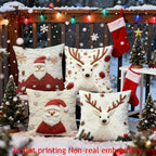 4pcs Christmas Reindeer Pillow Covers Compatible for Sofa Bed - Faux Embellished Deer Design, Zippered Machine-Washable Polyester Cases, Holiday Decor (18x18), Fits Modern & Traditional Decorations, Inserts Not Included House Of Avana [[SKU:HOA-CUS-017]]