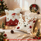 4pcs Christmas Reindeer Pillow Covers Compatible for Sofa Bed - Faux Embellished Deer Design, Zippered Machine-Washable Polyester Cases, Holiday Decor (18x18), Fits Modern & Traditional Decorations, Inserts Not Included House Of Avana [[SKU:HOA-CUS-017]]