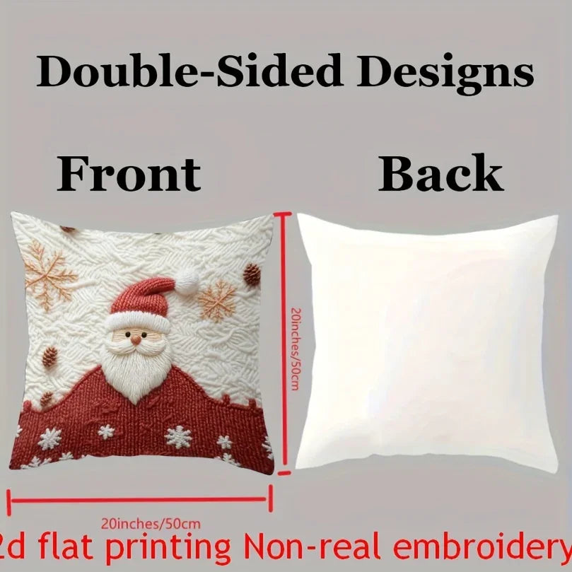 4pcs Christmas Reindeer Pillow Covers Compatible for Sofa Bed - Faux Embellished Deer Design, Zippered Machine-Washable Polyester Cases, Holiday Decor (18x18), Fits Modern & Traditional Decorations, Inserts Not Included House Of Avana