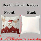 4pcs Christmas Reindeer Pillow Covers Compatible for Sofa Bed - Faux Embellished Deer Design, Zippered Machine-Washable Polyester Cases, Holiday Decor (18x18), Fits Modern & Traditional Decorations, Inserts Not Included House Of Avana