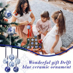 12 Christmas Ceramic Balls 2.4 Inch Blue and White Porcelain Chinese Style Decorations Wholesale Ceramic Hanging Decorative Ceramic Decorations Home Tree Decorative Christmas Party (Elegant Style), Seasonal Ornaments, Festive House Of Avana