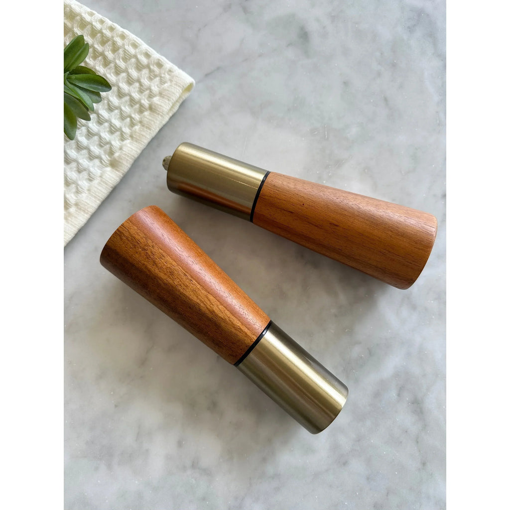 Portofino Acacia Salt and Pepper Grinders – Modern Wooden Kitchen Set