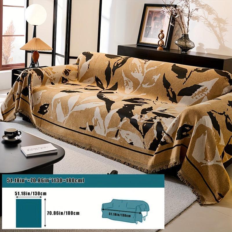 Premium Chenille Fabric Dark Green Couch Cover - All-Season Protector topspet